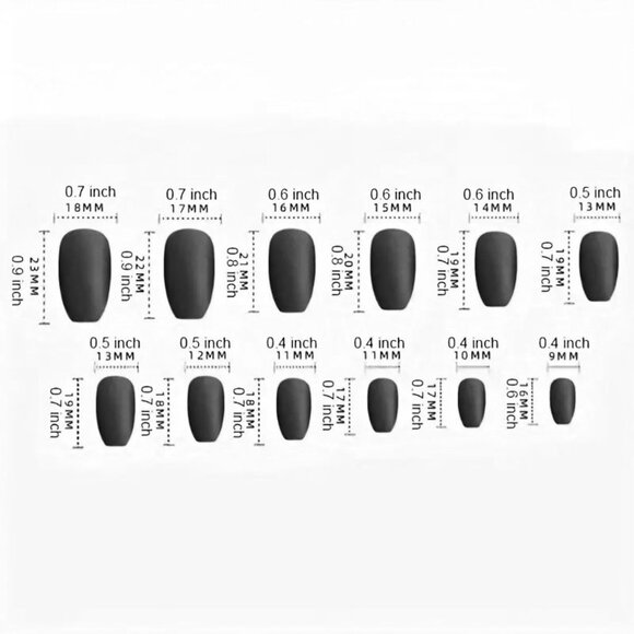 Nails Stars Fake Press On 24 Matte Stylish Manicure Sexy Glam Reusable Black - Picture 3 of 5